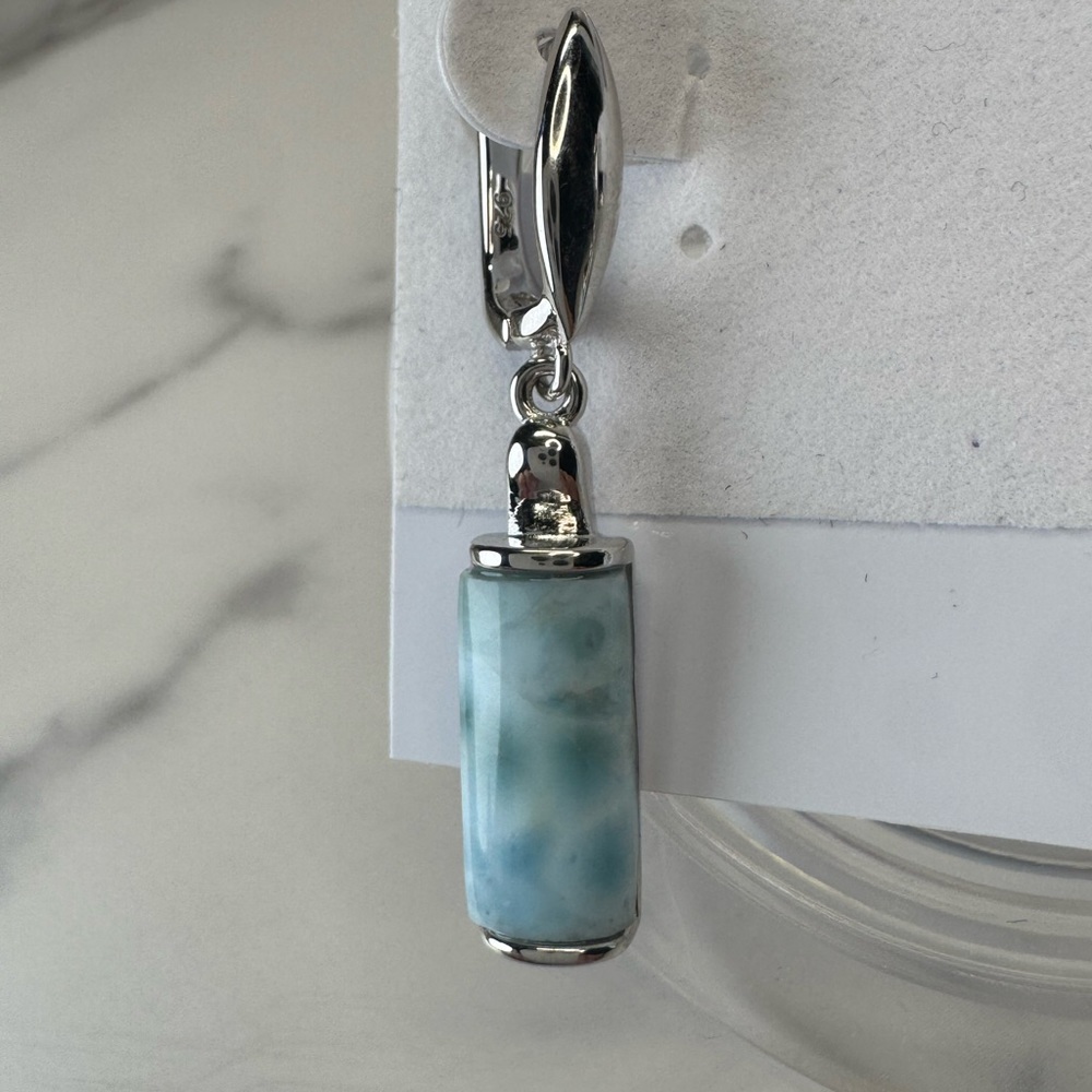 Larimar Earrings - Sterling Silver - Picture 5 of 6